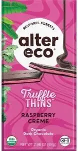 Alter Eco Chocolate Organic Raspberry Creme Dark Truffle Thins 12x84g