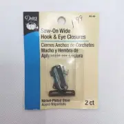 1 Package Dritz Wide Hooks & Eyes 2 sets Large Nickel Plated Steel Silvertone