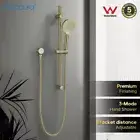 Decaura Adjustable Brushed Gold Hand Held Shower Head on Sliding Rail Set WELS