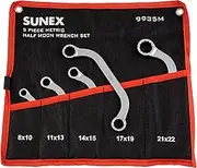 Sunex 9935M Metric Half Moon Wrench Set, 5-Piece