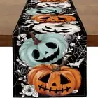 Halloween Table Runner Spooky Pumpkins Spider Web Bat Runner for Table Kitche...