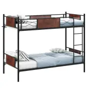 CostwayMetal Bunk Bed Frame with Ladder, Metal Slat Support and 30CM Safety Guardrails