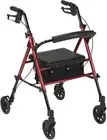 Drive Medical RTL10261RD Foldable Rollator Walker with Seat - Adjustable Handles