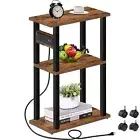 TUTOTAK Small Narrow Side Table with Charging Station, Skinny End Table for S...