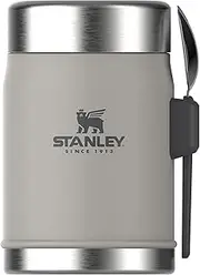 Stanley Classic Legendary Food Jar 0.4L with Spork - Keeps Cold or Hot For 7 Hours - BPA-Free Stainless Steel Soup Flask - Leakproof - Dishwasher Safe - Ash
