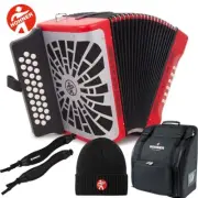 Hohner Compadre GCF Sol 31 Button Accordion Red With Bag, Straps and Beanie