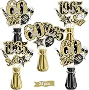 Black Gold 60th Birthday Table Centerpieces Decorations for Men Women, Vintage 1963 Happy 60th Birthday Table Toppers Sign Party Supplies, 60 Years Old Centerpieces Sticks Table Decor