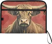 YMXFXP Cow Heart Red Expandable Filing Folder, 13-Pocket Funny Cute Design with Sticky Labels, A4 Letter Size Document Organizer for Office, School, Boys, Girls
