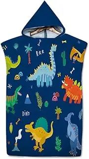 HALO Towel Halo Aqua Microfiber Dinosaur Beach Towel Blanket for Kids Swimming Changing Robe with Hood, Surfing, Bathing & Quick Dry (Blue Dinosaur)