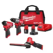 Milwaukee Cordless Bandfile 1/2"x18" 12V Brushless w/ Drill + Impact Driver Kit