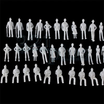 100 pcs. 1:76 Scale Figures OO Gauge People Gray Plastic Set sitting standing
