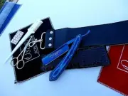 TITANIUM_ STRAIGHT CUT THROAT RAZOR With LEATHER STROP Double Sided