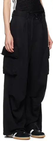 Y-3 Drawstring Wide-Leg Cargo Trousers M black