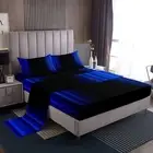 Geometric Abstract Ombre Bed Sheets Kids Teens Dark Blue and Black Striped Sh...