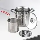 Stainless Steel Deep Fryer Pot with Steamer Sheet Sturdy Cookware Frying Pot