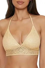 [BECCA] Women's Polished Halter Bikini Top, Adjustable, Tie Back, Swimwear Separates