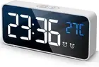 Digital Alarm Clock with Large Led Temperature Display, Portable Alarm Clock