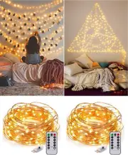 2 Pack USB Fairy Lights Plug in [Each 66 ft 200 LED] Twinkle String Lights with