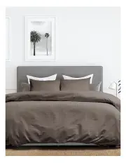[Royal Comfort] 1200 Thread Count Cotton Striped Queen Quilt Cover Set in Charcoal