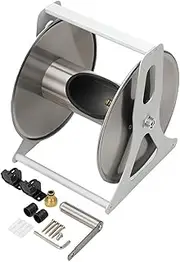 Stainless Steel Wall Mounted Hose Reel, Garden Hose Holder with Storage Shelf Portable Wall/Floor Mounted Metal Water Hose Reel