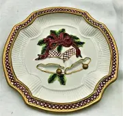 Fitz and Floyd Essentials "Holiday Bells" Canape Plate / Christmas Cookie Plate