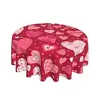 Valentine's Day Tablecloth 70x70 Inch Round, Red Love 70 inch round Red Hearts