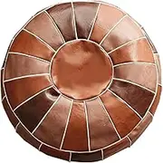 Round Pouf Cover for Footstool Ottoman with Storage Functionality