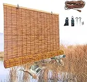 Bamboo Window Sunshades UV Resistant Waterproof Reed Roller Blinds Breathable/Protection of Privacy for Indoor Outdoor Home Patio Porch Easy to Install(60x220cm/24x87in)