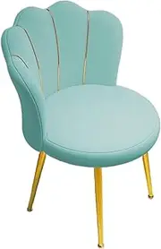 Generic Vanity Chair with Gold Legs, Modern Dining Chair, Comfortable Upholstered Seat, Decorative Chair for Dressing Room, Bedroom and Living Room, Blue, as described