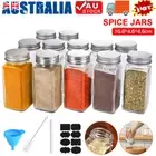 12/24x Clear Glass Jars Lid Spice Herb Seasoning Condiment Storage Container AU