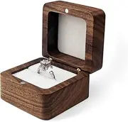 WisePoint Personalized Wooden Ring Box, Mini Engagement Ring Holder Box with Single Slot, Square Wedding Ring Box for Ring, Elegant and Retro Ring Holder Box for Wedding, Ceremony (white)