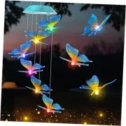 Solar Gift for Mom Girls, Color Changing Solar Wind Chimes for Butterfly