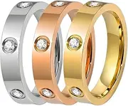 [Tckyi] 3Pcs/Set Love Friendship Ring Minimalist Style Promise Ring Wedding Band Jewelry Birthday Gifts for Women Girls