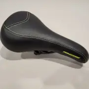 Mongoose Excursion Mountain Bike Seat Black Leather Green Lettering 10.75x6 in