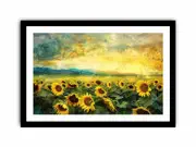 Sunflower Field Canvas Framed Artn for Living room