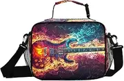 Guitar Fire Blue Insulated Lunch Box for Women Men - Ideal for Work, Picnics - Includes Adjustable Shoulder Strap