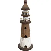 LVD Wooden Rustic Lighthouse Sculpture Home/Lounge Decor Small 9x28cm White