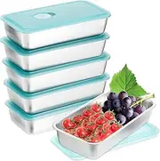 6 Pcs 304 Stainless Steel Bento Boxes, 28 oz Food Storage Containers Snack Boxes with Leakproof Lids, Divided Meal Prep Lunch Box Food Container Dishwasher Safe