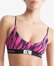 Calvin Klein 1996 Unlined Bralette Palace Pink Tiger Print Size XL 1112