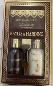 Baylis & Harding England Cleansing Soap French Lavender & Cassis 3 Piece Set New