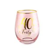 40th Fluted Stemless Handmade Drinking Glassware/Home Decoration 600ml/13cm