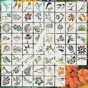 60 Pcs Painting Stencils on Wood Canvas Stencil Art Template Assorted Drawing Templates Decorative Bird Floral Stencils DIY Stencil Template Set for Card Making Journals Diary Wall Décor