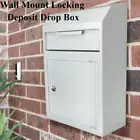 Security Metal Drop Box Locking Depository Mail Slot Key Safe Wall Money Cash Re
