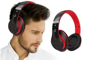 2Pcs Bluetooth Headphones Over Ear HiFi Stereo Sound Wireless Headphones for Travel Work Cellphone-Red