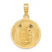 14k Yellow Gold Polished D/C Lady Of Guadalupe Circle Pendant