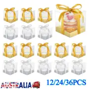 Clear Plastic Cupcake Box Single Cake Muffin Cup Cases 9cm PVC Ribbon Gift Boxes