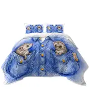 Kids Adorable Animal Drawings Pocket Ferrets Coverlet