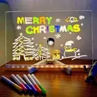 LED Message Note Board with Colors Acrylic Dry Erase Board with 7 Pens for Home