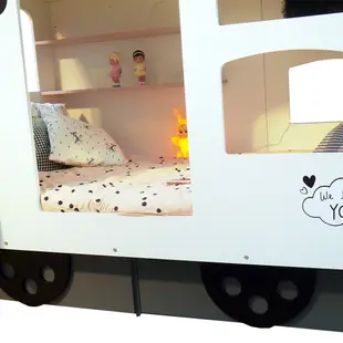 【hoi! 】 比利時Mathy by Bols 四輪車雙層兒童床附層架及書桌 90x190-叢林綠/含安裝運送