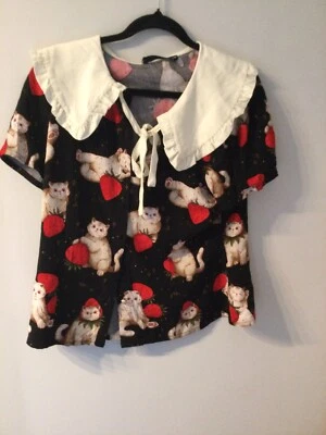 Dangerfield Kitty Kisses Collar Blouse - Size 10 - BNWT
